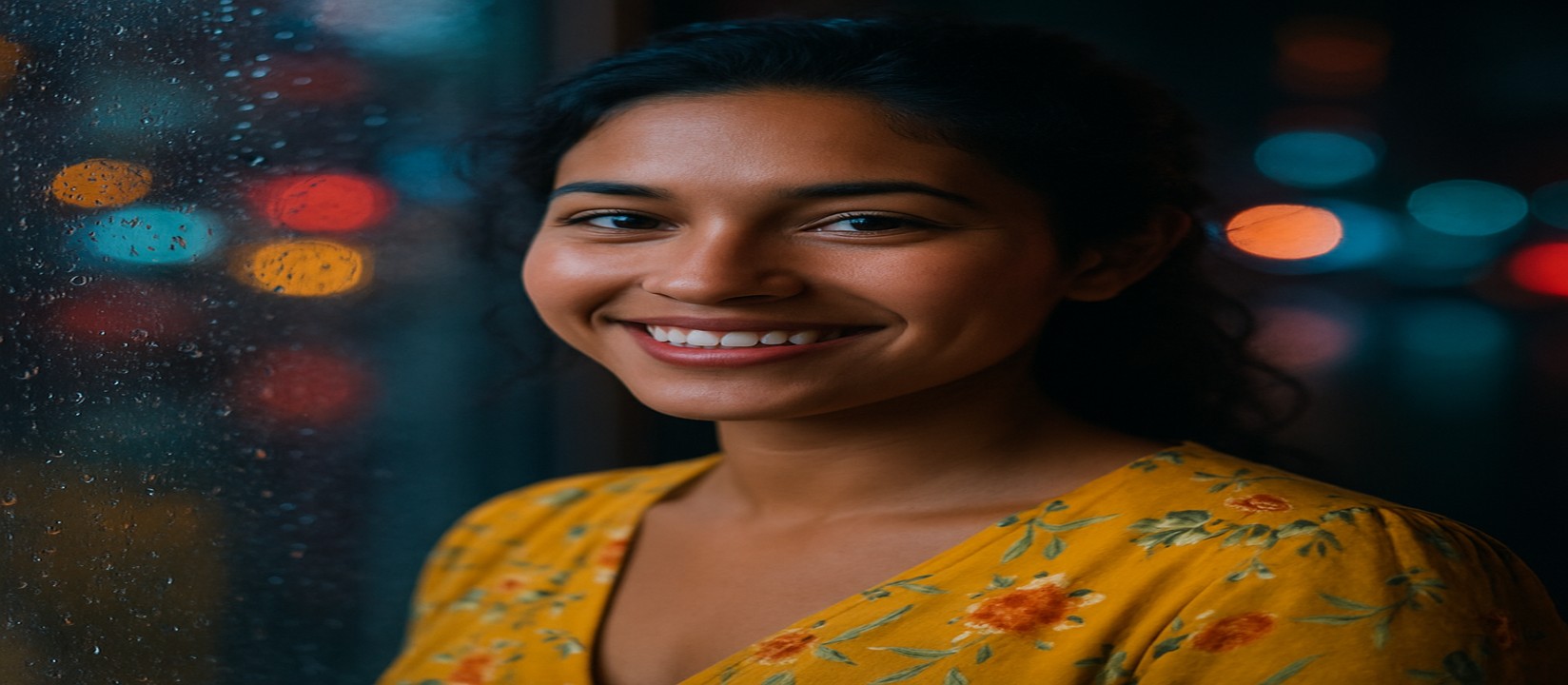 একটি মেয়ে kv8 প্ল্যাটফর্মে উজ্জ্বল আলোয় আলোকিত একটি আর্কেড গেমের কাছে বসে হাসছে